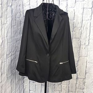 DONNA MOORE Black Button Up Blazer‎ Jacket 14/16